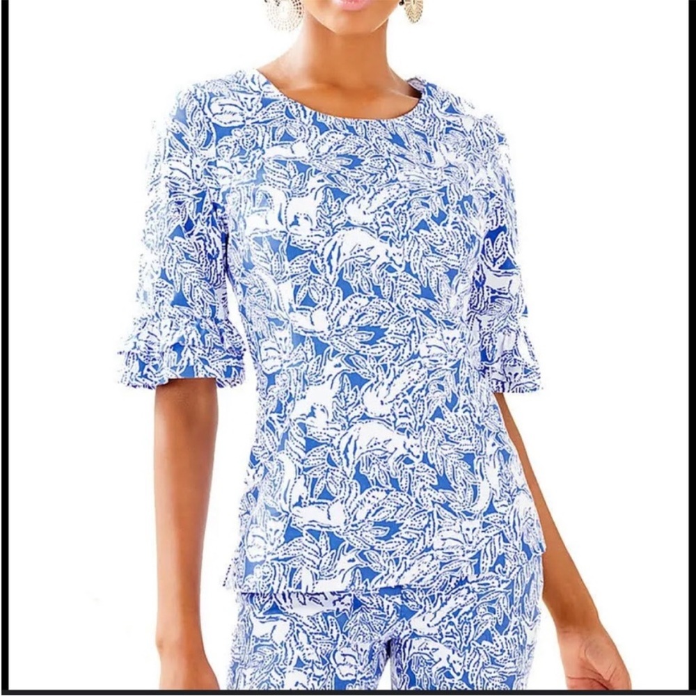 Liliy Pulitzer Blue Patterned Women's Top